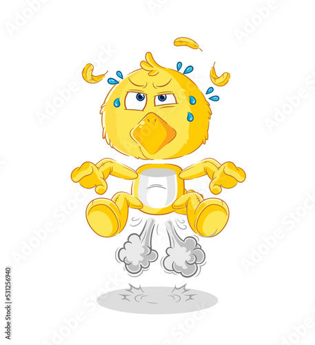 chick fart jumping illustration. character vector