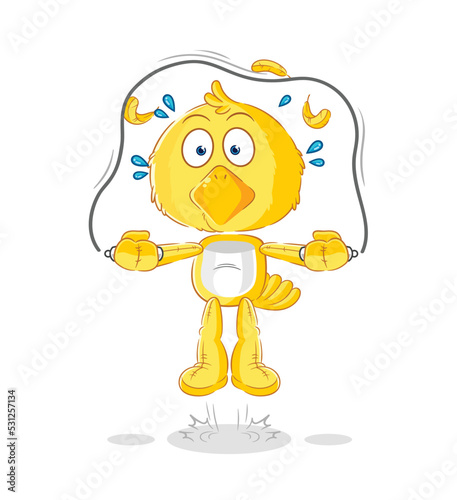 chick jump rope exercise. character vector