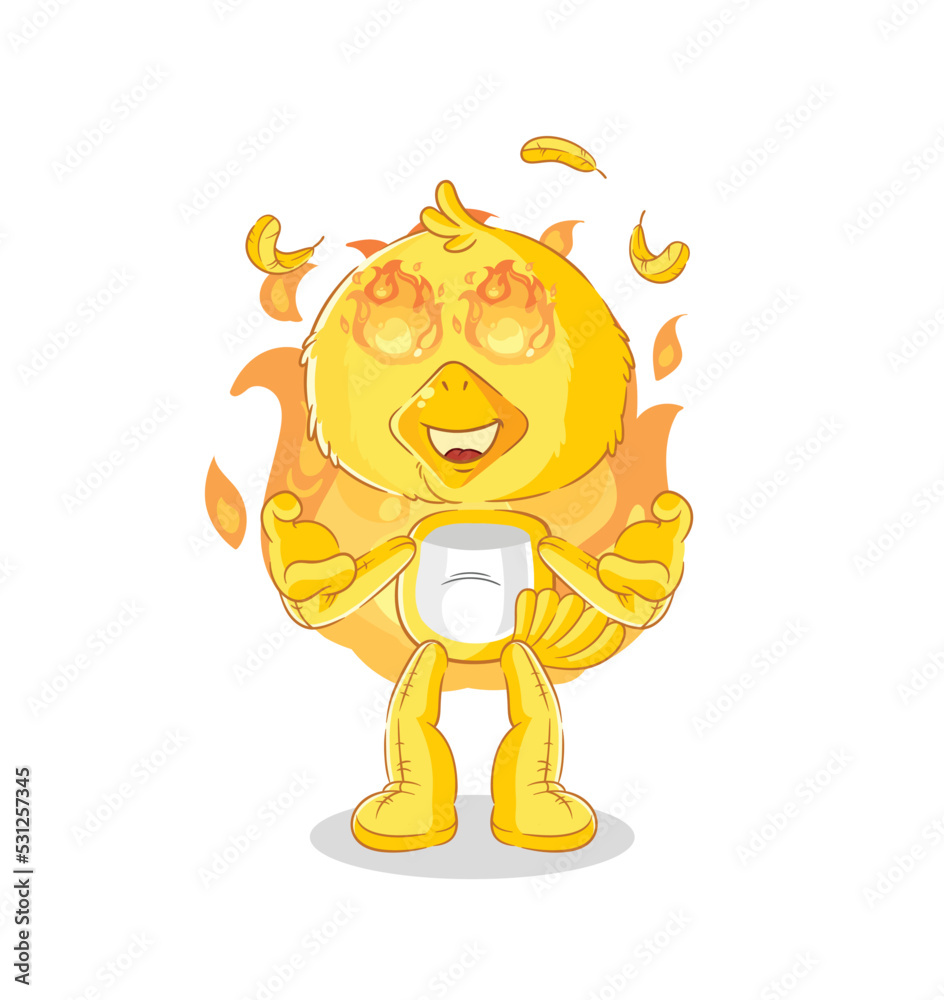 Fototapeta premium chick on fire mascot. cartoon vector