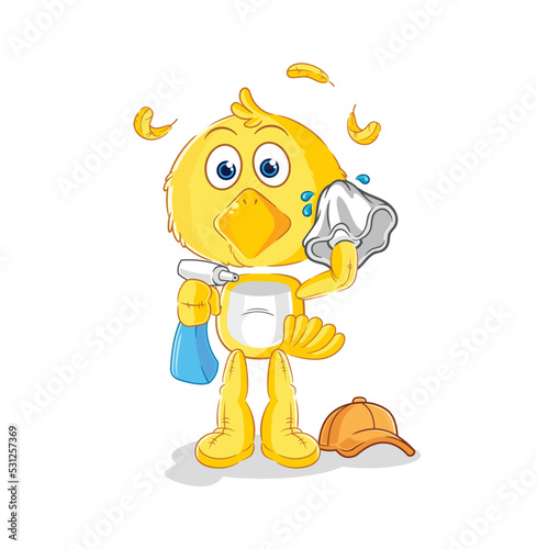 chick cleaner vector. cartoon character