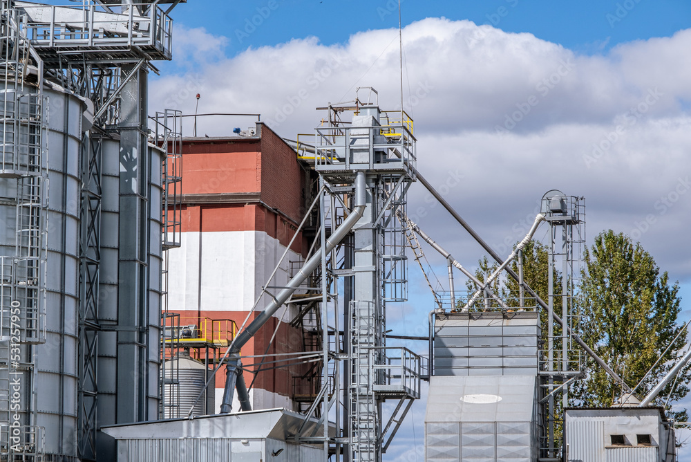 Agro silos granary elevator with seeds cleaning line on agro-processing ...