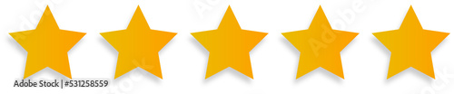5 stars signs in yellow colors. Rating stars for web icon.