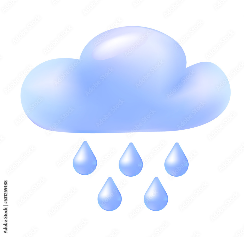 3d Vector rain Cloud. 