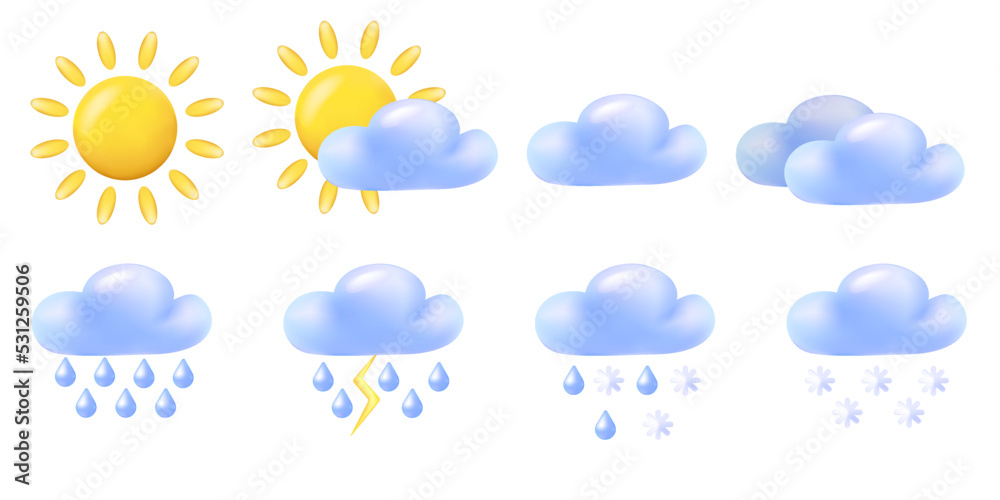 3d Vector weather icon set 3d Vector weather icon set