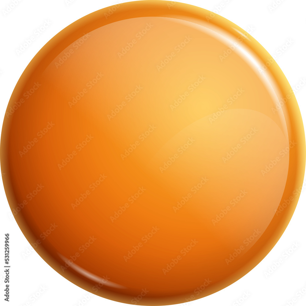 Round orange button glossy label icon