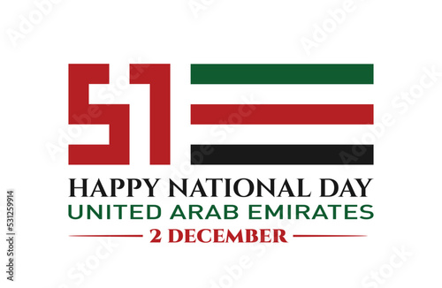 51 National Day of United Arab Emirates. Text Arabic Translation: Our National Day. December 2. Vector Logo. Eps 08. 