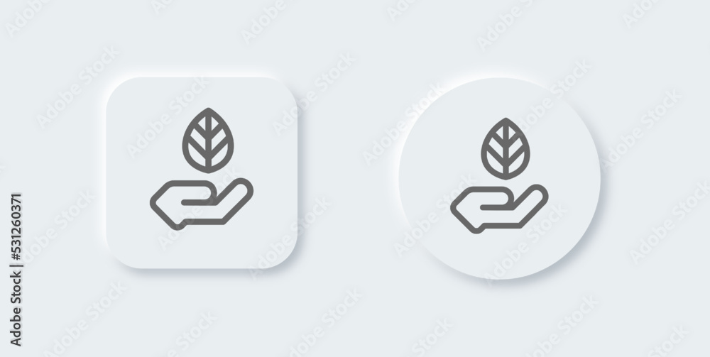 Eco line icon in neomorphic design style. Ecology signs vector illustration. Eco line icon in neomorphic design style. Ecology signs vector illustration.