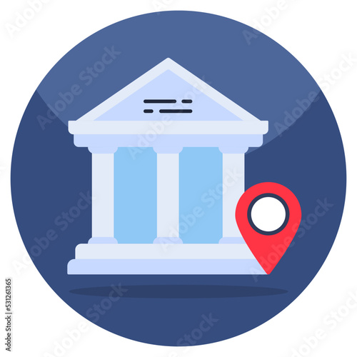 Column building with placeholder denoting concept of bank location 