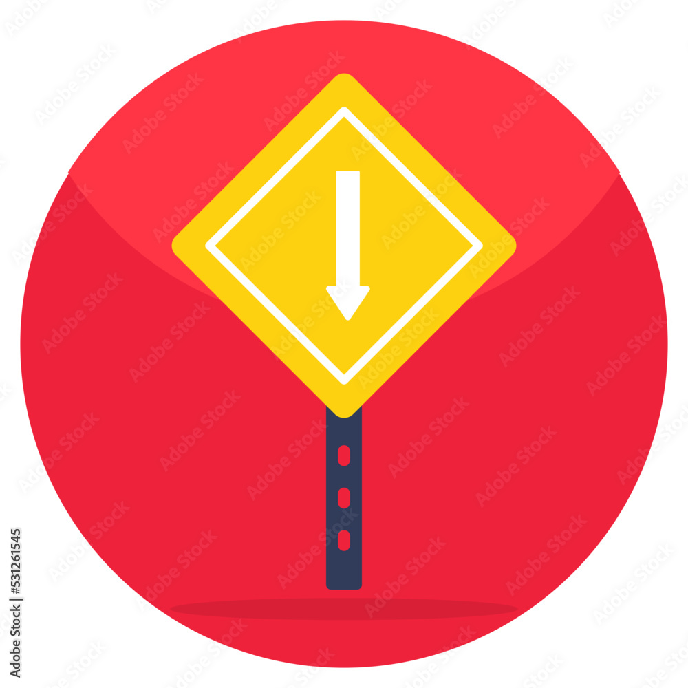 Modern design icon of downward direction board Modern design icon of downward direction board