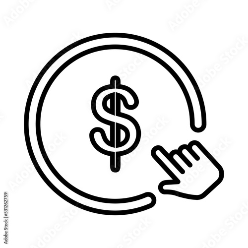 Money. Line Icon Vector. Payment system. Coins and Dollar cent Sign isolated on white background. Business concept.