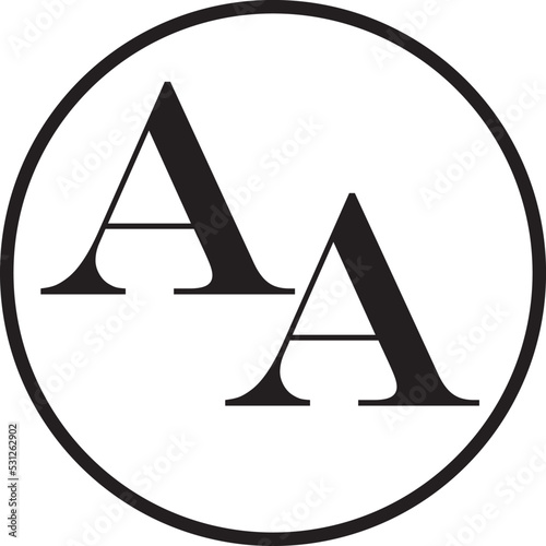 Logo of letters AA on circle - monochrome