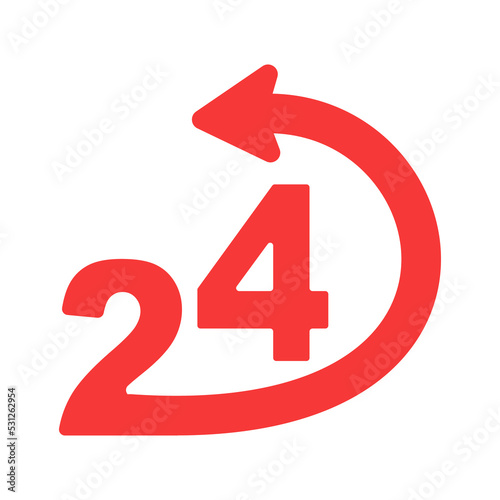 Clock vector icon. Twenty four hour icon. 24 hours icon delivery icon vector illustration logo template for many purpose.