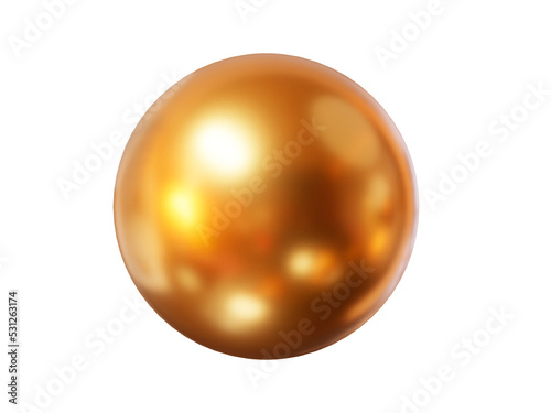 3d gold shape sphere. Metal simple figure for your design on white isolated background. 3d rendering illustration.	
