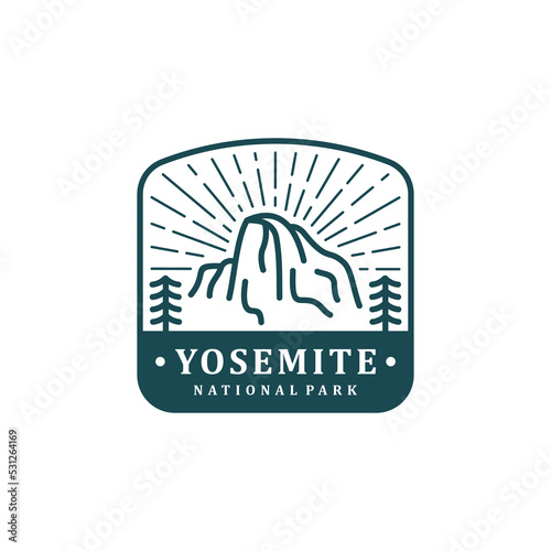 Yosemite National Park Monoline Badge Logo Design