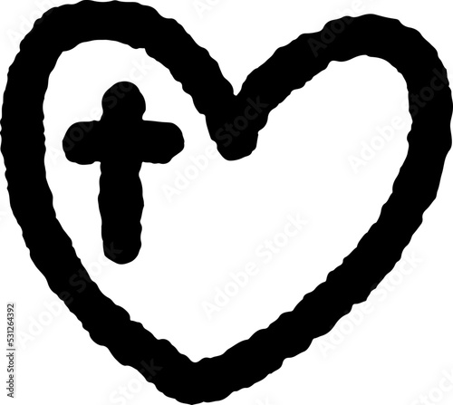 Cross Hand Drawn Holy Heart photo