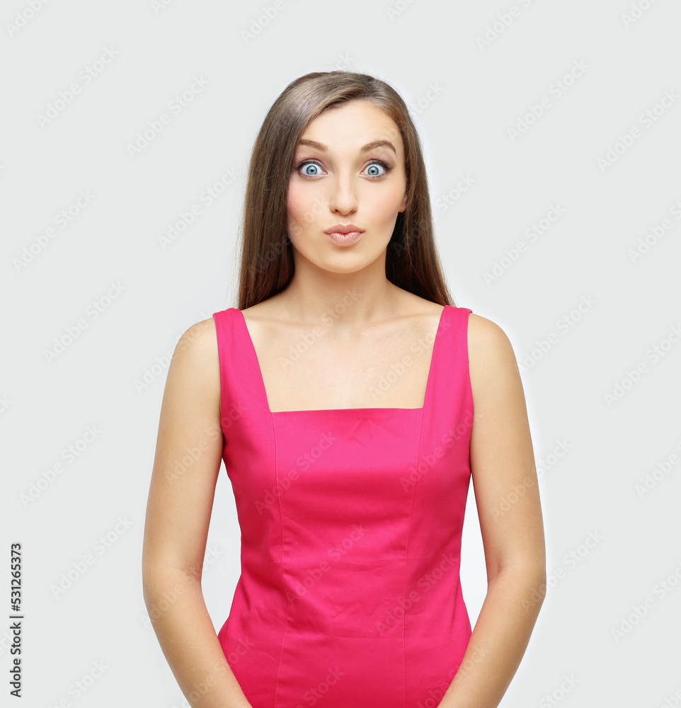 Portrait of surprised girl ,of shocked woman Portrait of surprised girl ,of shocked woman