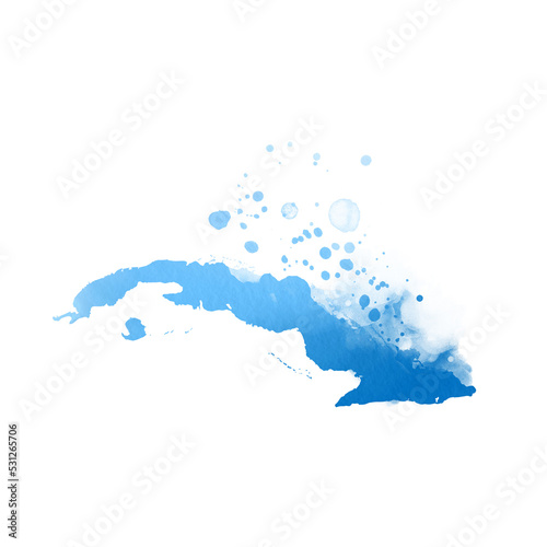 Country map watercolor sublimation background on white background. Cuba