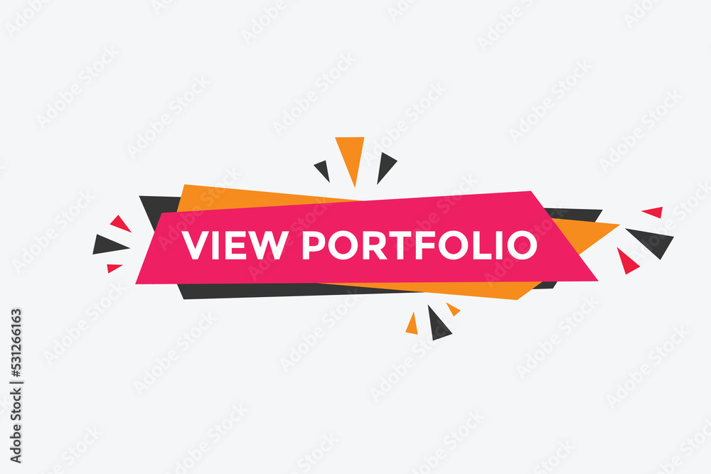 View portfolio button. speech bubble. View portfolio web banner template. Vector Illustration. 
