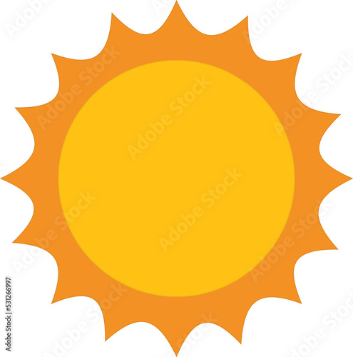 Sun Symbol Icon Design. Kids Illustration Isolated on Transparent Background