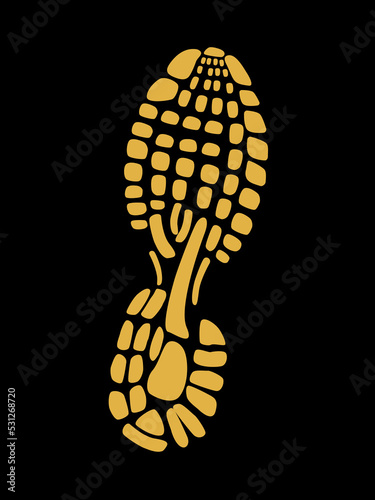 Yellow shoe print on Black background