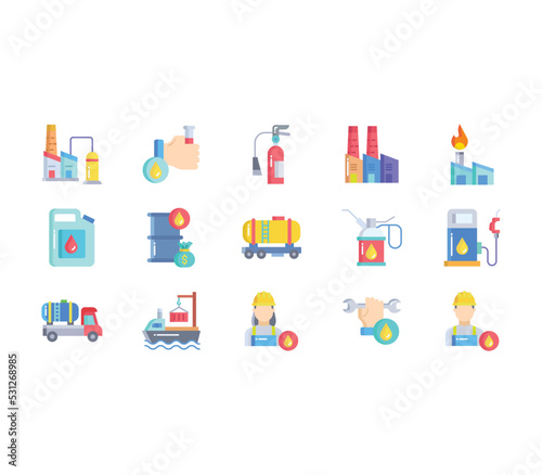 Oil Industry and petroleum icon set