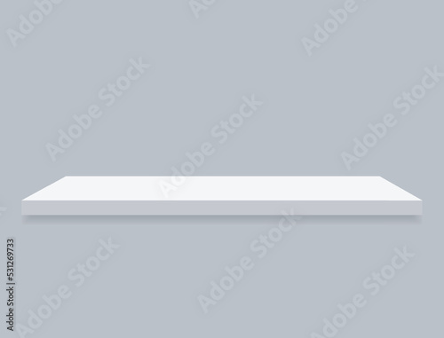 Wallpaper Mural White empty shelf template. Vector realistic mockup. Home interior element on a gray background. EPS 10.  Torontodigital.ca