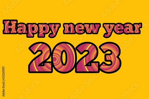 illustration text happy new year 2023 full color