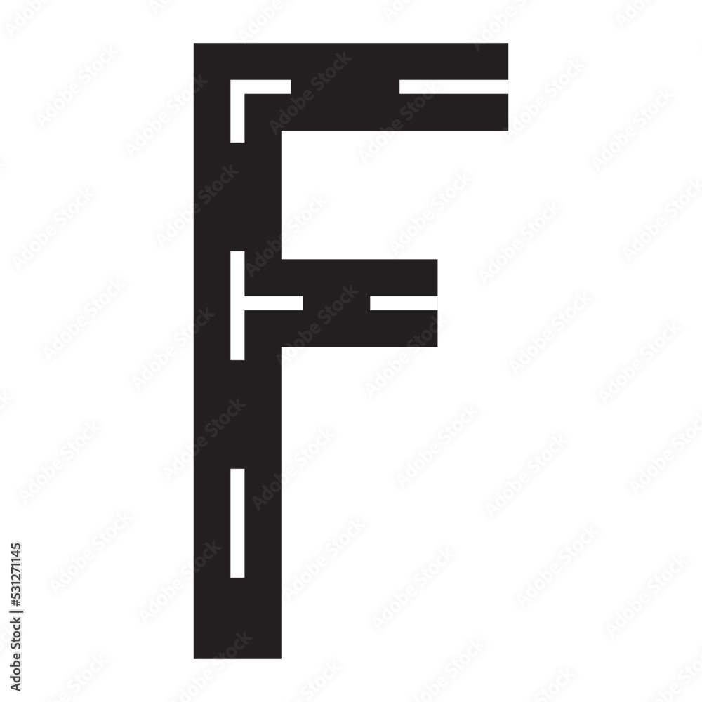 road theme alphabet F letters font road markings vector illustration road theme alphabet F letters font road markings vector illustration