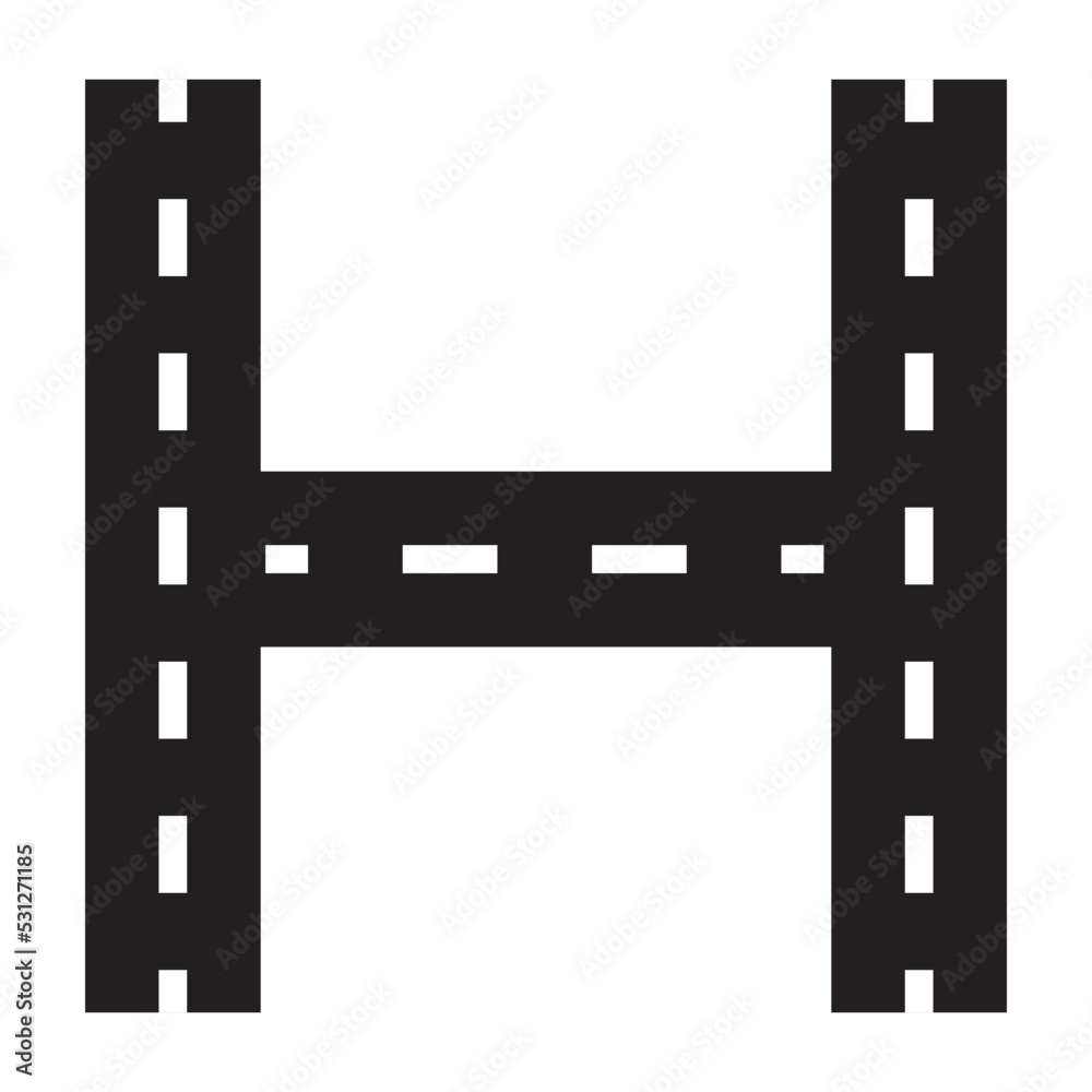 Obraz premium road theme alphabet h letters font road markings vector illustration