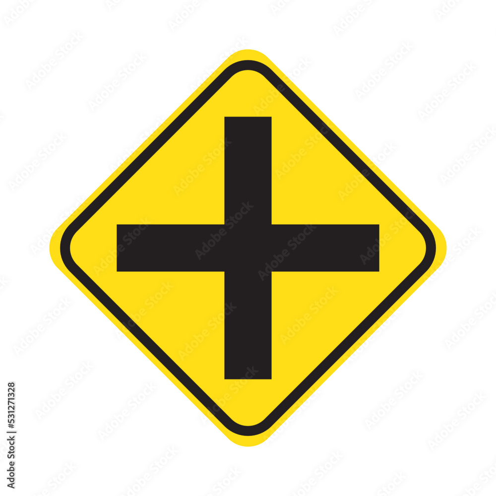 yellow road sign fork at the crossroads traffic light vector illustration yellow road sign fork at the crossroads traffic light vector illustration
