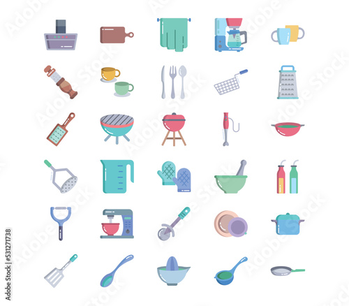 Kitchen and cooking tools icon set