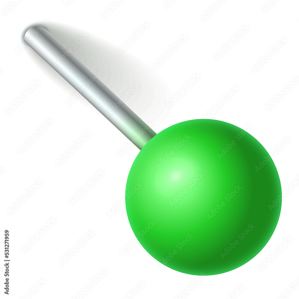 Ball pin illustration. Green pushpin sticking out of the paper Ball pin illustration. Green pushpin sticking out of the paper