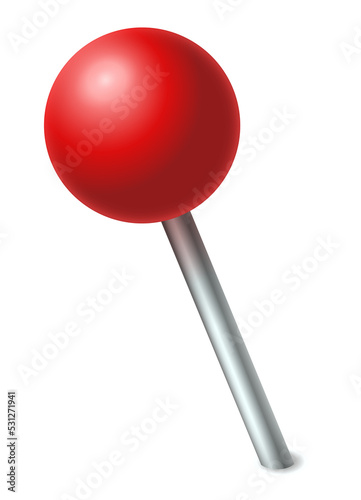 Ball pin illustration. Red pushpin sticking out of the paper © Maxim Filitov