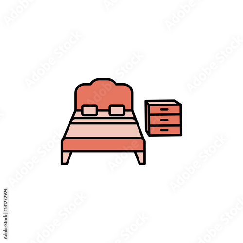 bed, bedstead line icon on white background. Signs and symbols can be used for web, logo, mobile app, UI, UX