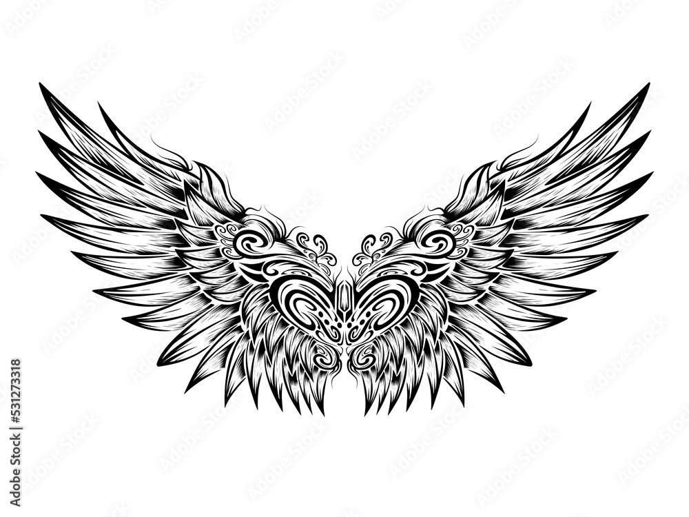 Obraz premium Vector angel wing tattoo design