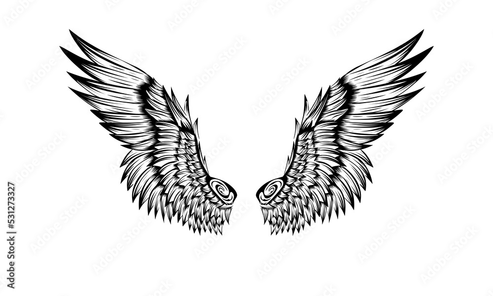 Obraz premium Vector angel wing tattoo design