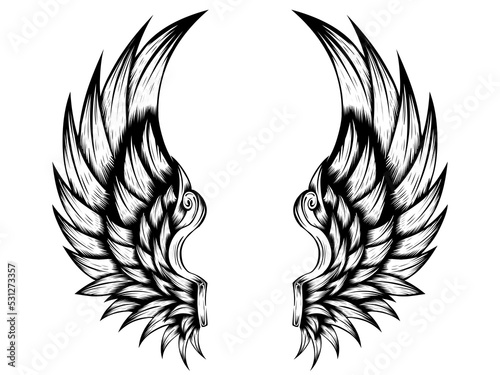 Vector angel wing tattoo design