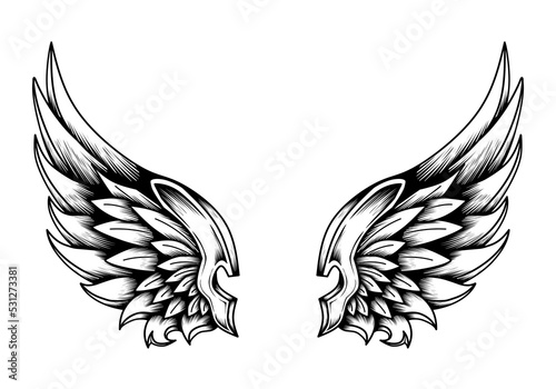 Vector angel wing tattoo design