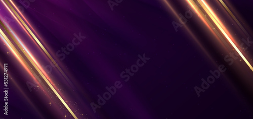 Abstract background luxury purple elegant geometric diagonal with gold lighting effect and sparkling with copy space for text.