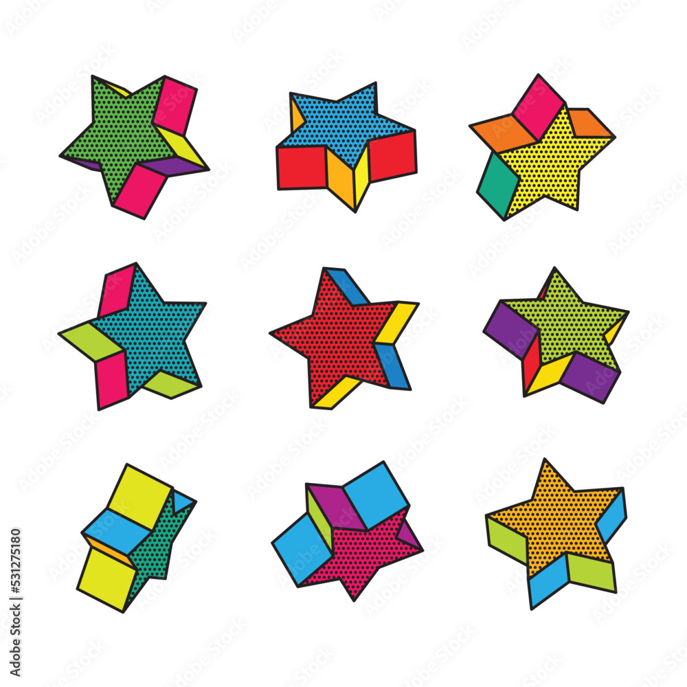 Obraz premium 3d Stars Graphic Elements for Pop Art Style Design Vector