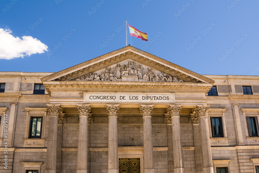 Detail of the pediment of the Palace of Deputies in Madrid