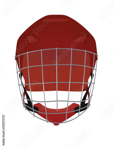 Photography Red ice hockey helmet. vector