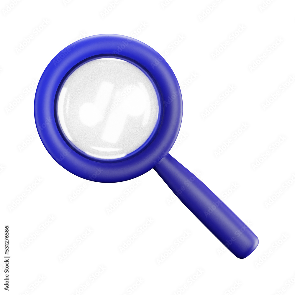3D cartoon user interface illustration of a magnifying glass or zoom in or out icon on an isolated background. With studio lighting and a gradient colourful texture. 3D rendering 3D cartoon user interface illustration of a magnifying glass or zoom in or out icon on an isolated background. With studio lighting and a gradient colourful texture. 3D rendering