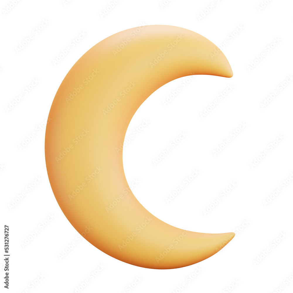 3D cartoon user interface illustration of a moon or star icon on an isolated background. With studio lighting and a gradient colourful texture. 3D rendering 3D cartoon user interface illustration of a moon or star icon on an isolated background. With studio lighting and a gradient colourful texture. 3D rendering