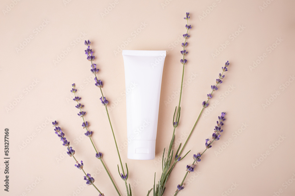 Top view of blank cosmetics tube in lavender.Good as mockup. Top view of blank cosmetics tube in lavender.Good as mockup.