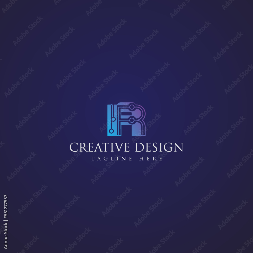 Fototapeta premium Creative letter tech logo vector