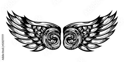 Vector angel wing tattoo design
