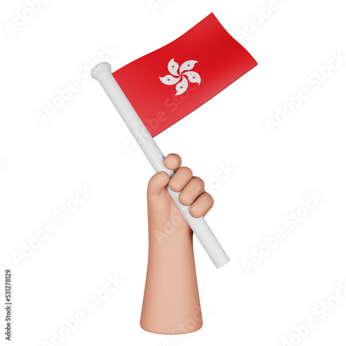 3D hand holding flag of Hong Kong © Dedy