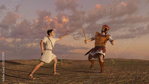 Confrontation between David and Goliath photo