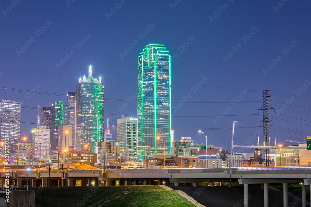 Dallas Landmark Illuminated at Twilight